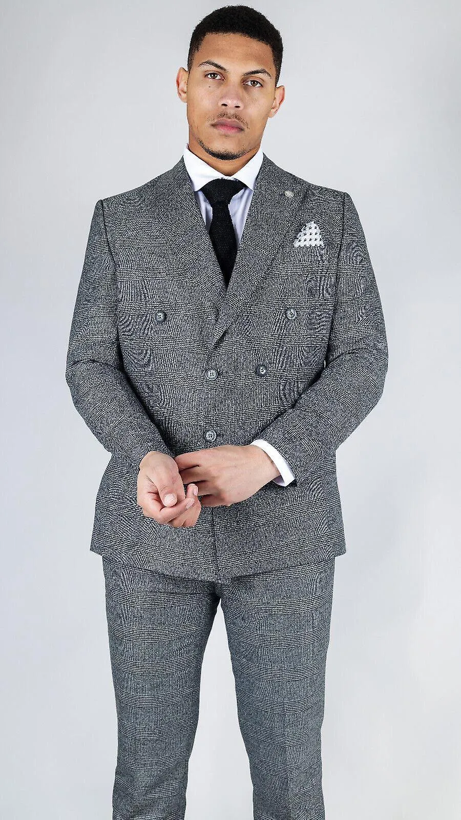 MEN'S CLASSIC GREY DOUBLE BREASTED 2PIECE SUIT