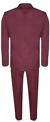 Mens 3 Piece Plain Wine Classic Tailored Fit Suit