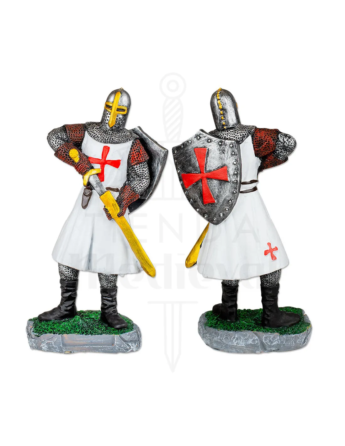 Miniatura caballero templario con escudo y espada (8 cm.)