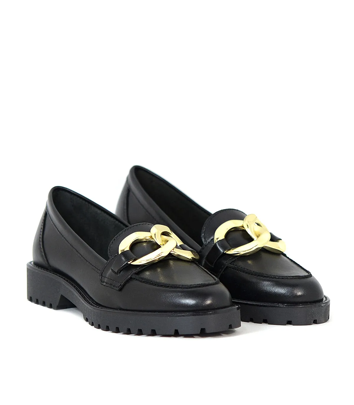 MOCASINES MUJER TACÓN BAJO NEGRO