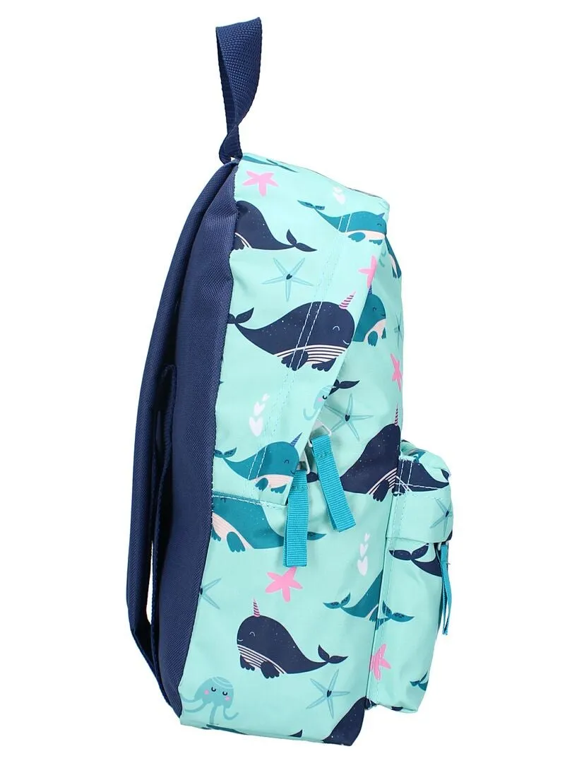 MOCHILA CON ESTAMPADO DE BALLENA  AZUL