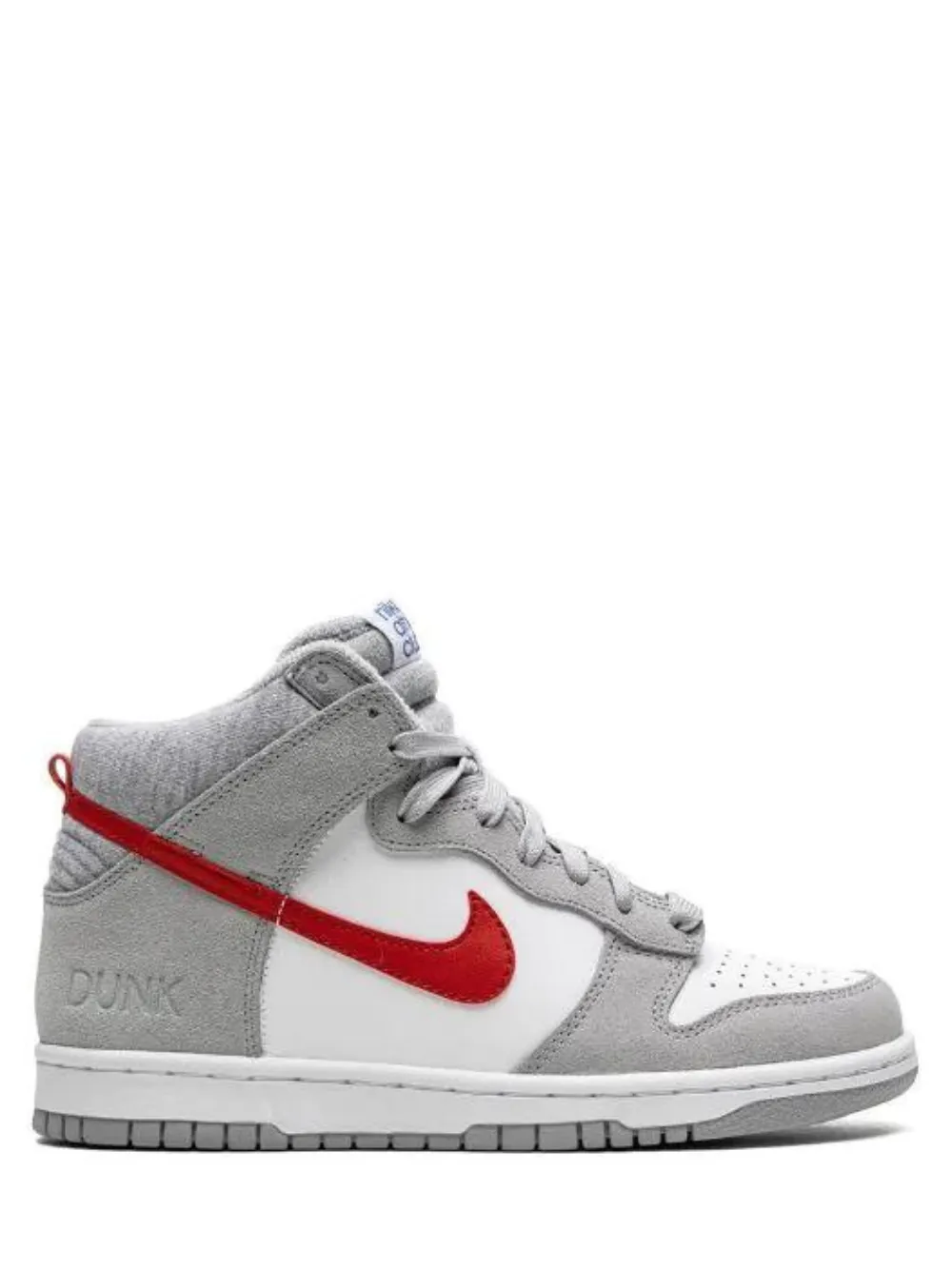 N370O Tenis Nike Dunk High Light Smoke Grey and Gym Red