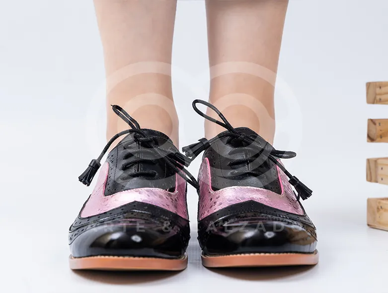 OXFORDS CAMIL NEGRO/ROSADO