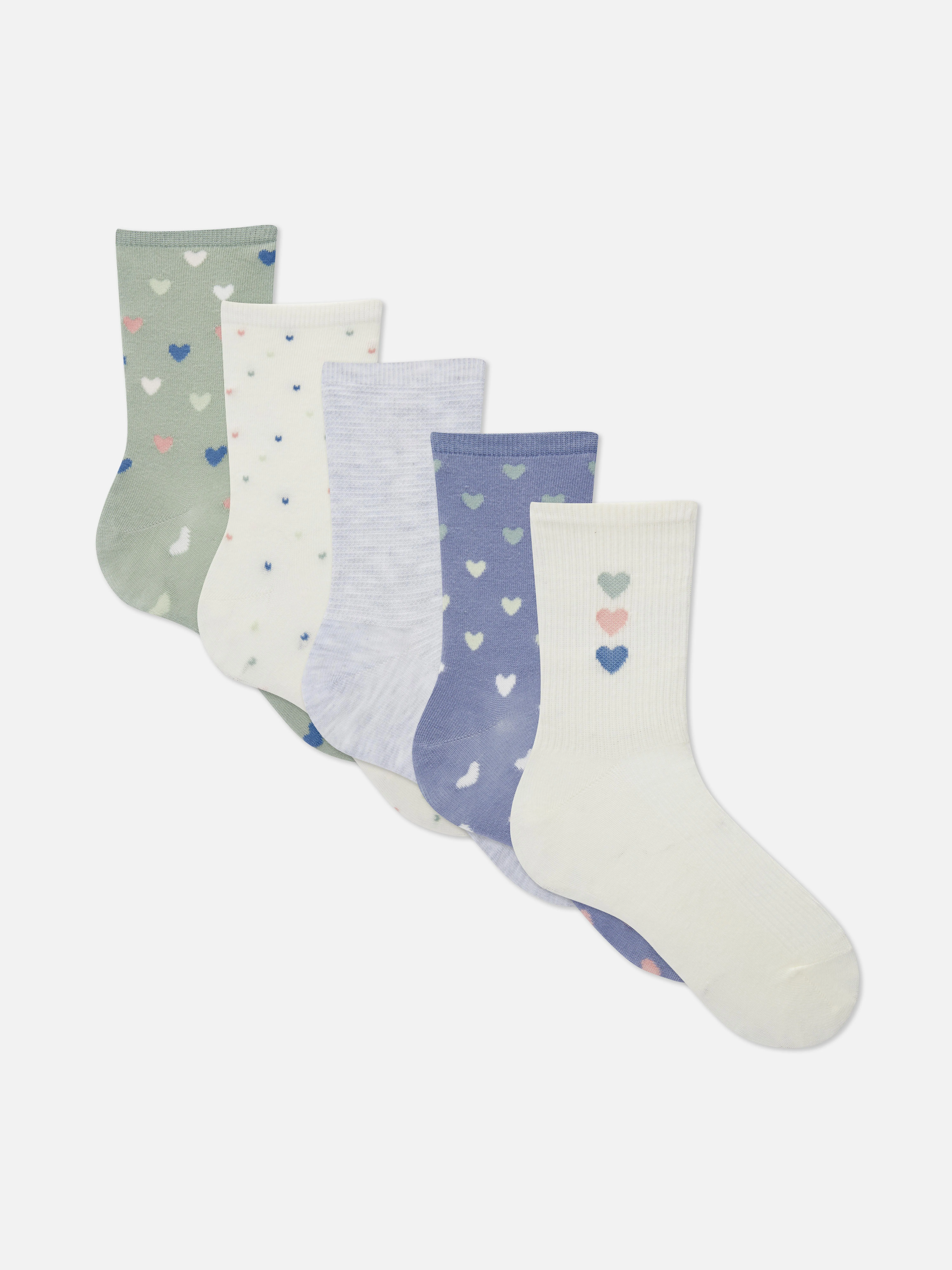 Pack de 5 pares de calcetines con corazones