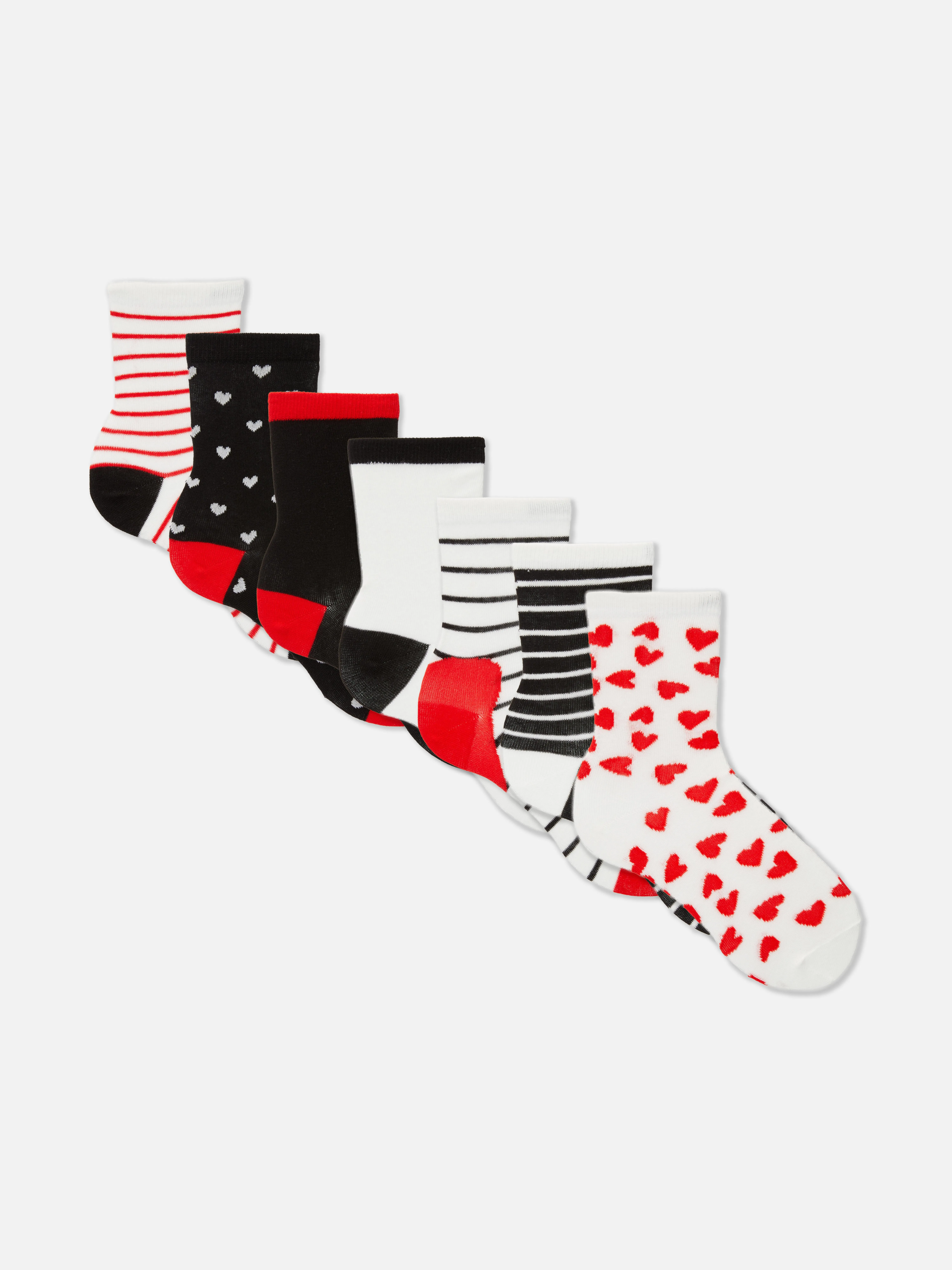 Pack de 7 pares de calcetines bajos con corazones
