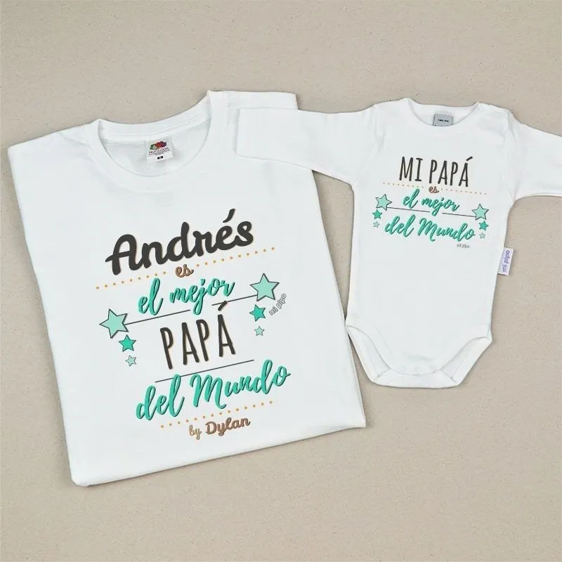Pack regalo Camiseta y Body El mejor Papá del Mundo