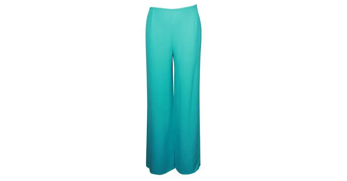Pantalón fluido de seda turquesa Escada 