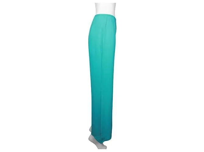 Pantalón fluido de seda turquesa Escada 