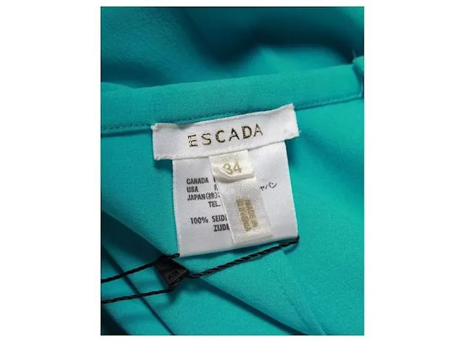 Pantalón fluido de seda turquesa Escada 
