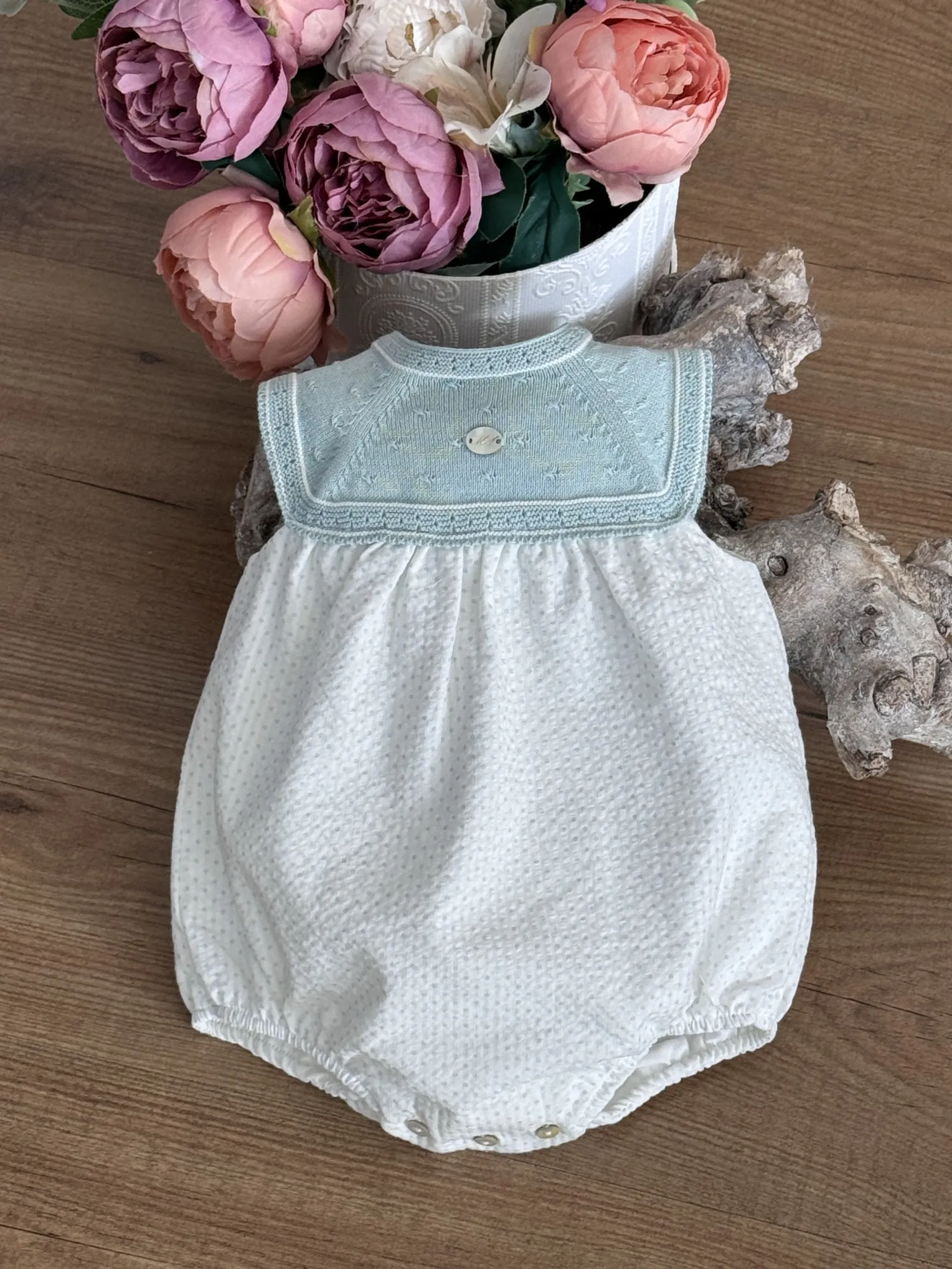 Pelele para niño punto y tela colección Tolouse