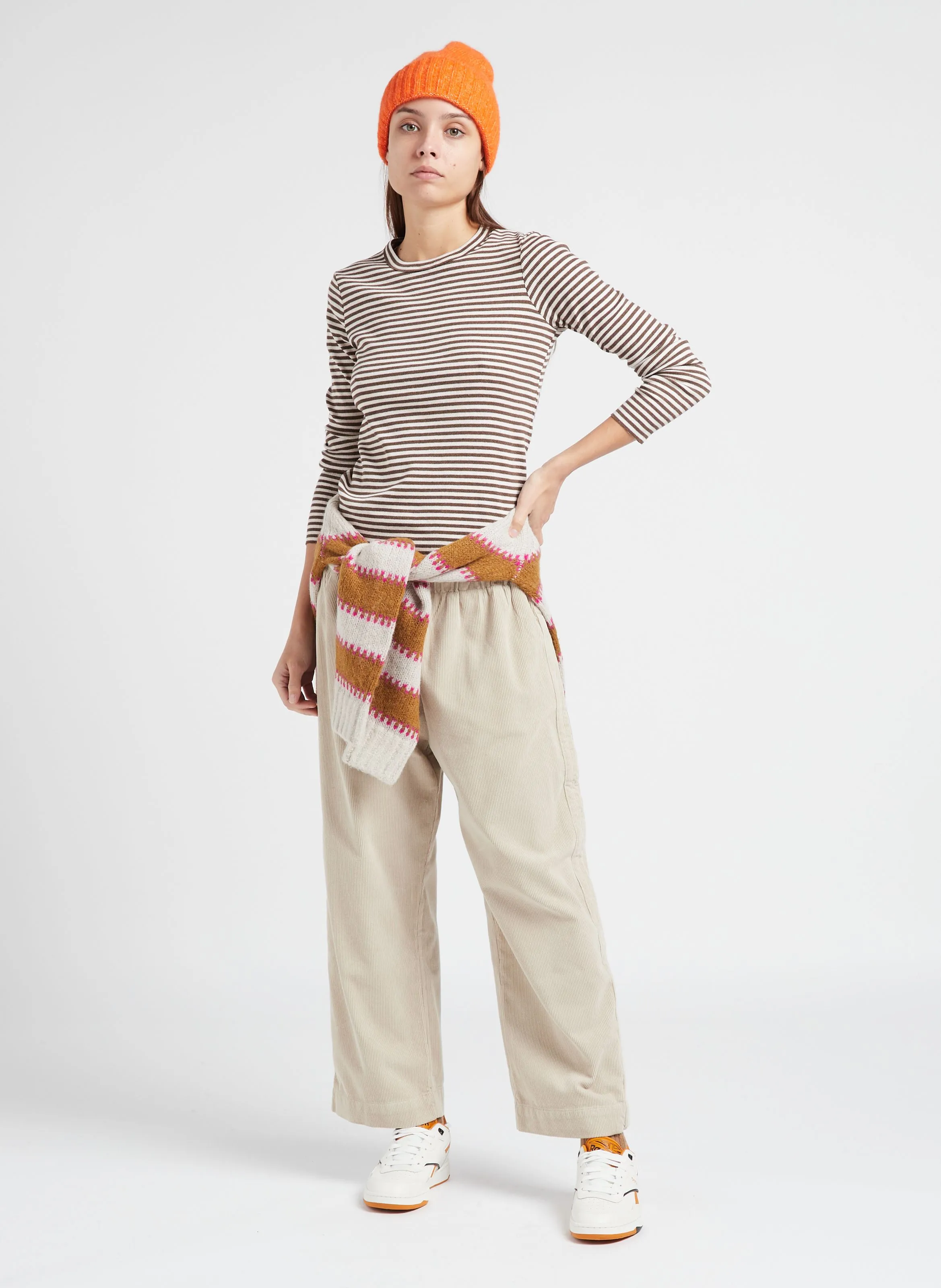 PENNY  PANTALóN RECTO DE ALGODóN EN BEIGE