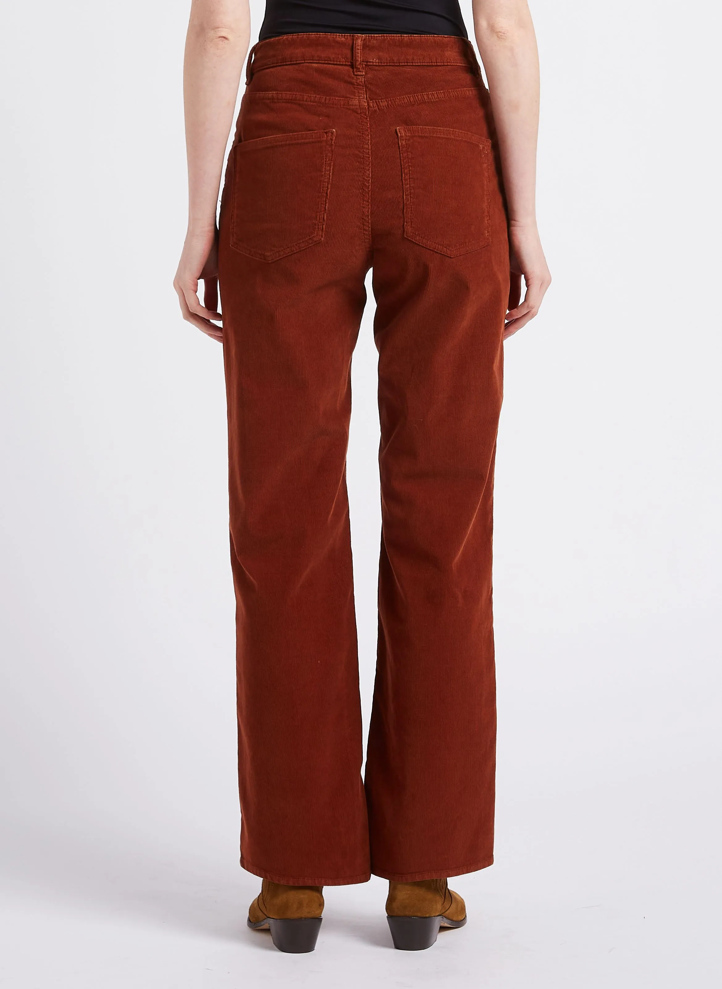 PERRINE  PANTALóN RECTO DE ALGODóN ACANALADO EN BEIGE