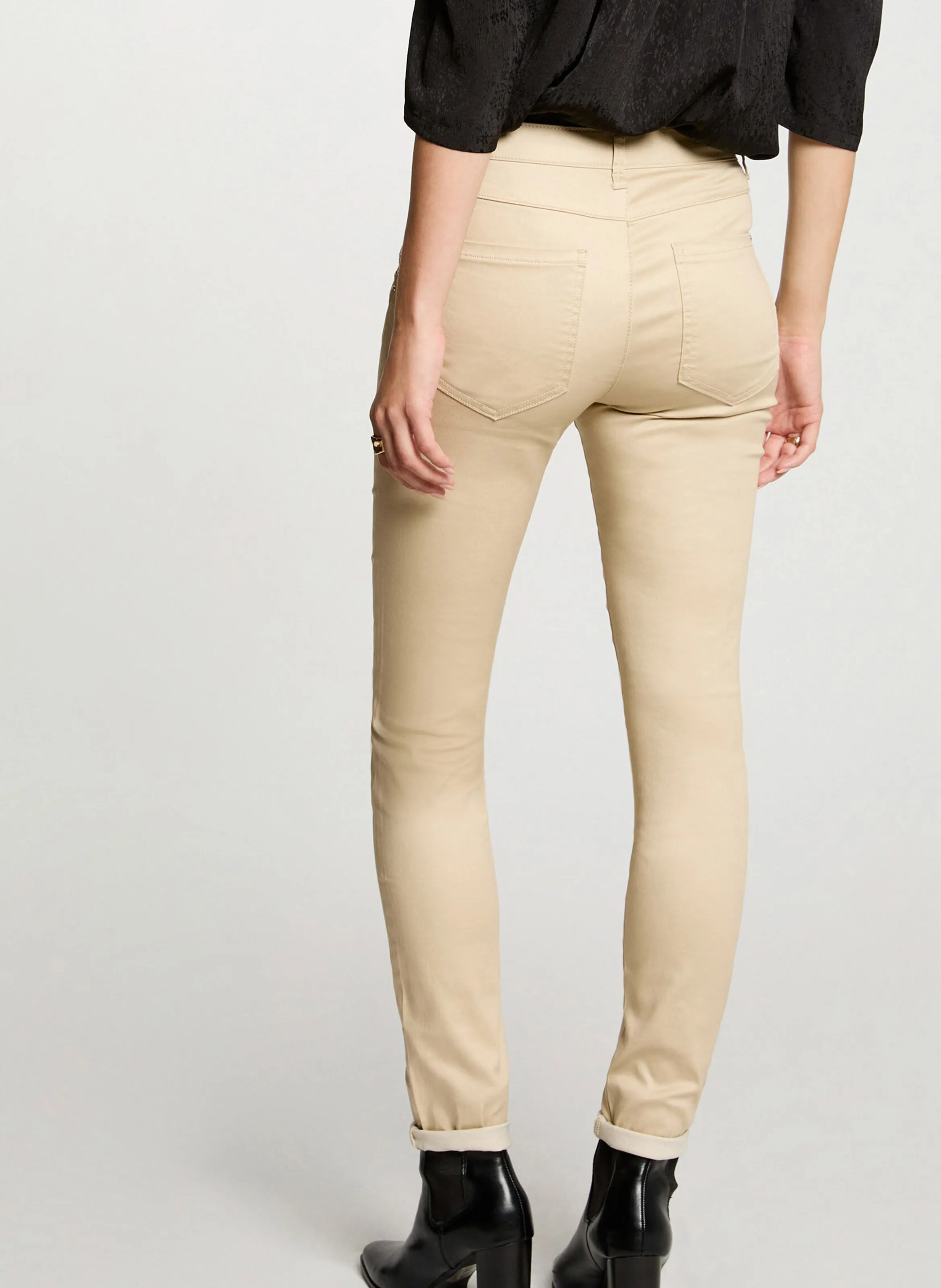 PFRASHI  PANTALóN AJUSTADO RECUBIERTO DE MEZCLA DE ALGODóN EN BEIGE