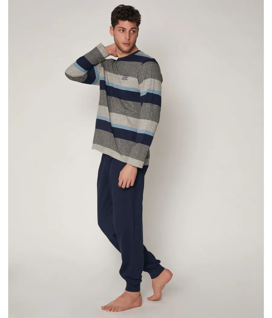 Pijama Jupiter hombre Admas Classic invierno azul algodón