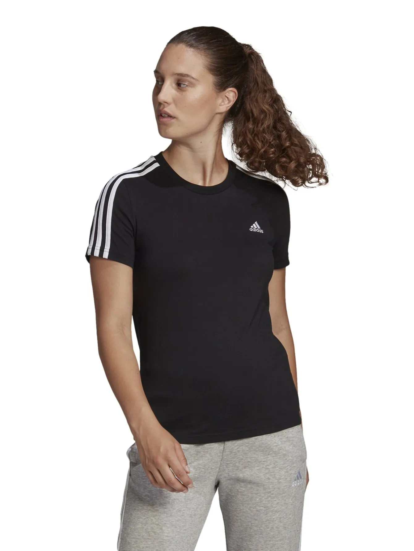 Playera Adidas Essentials 3 Franjas Para Mujer