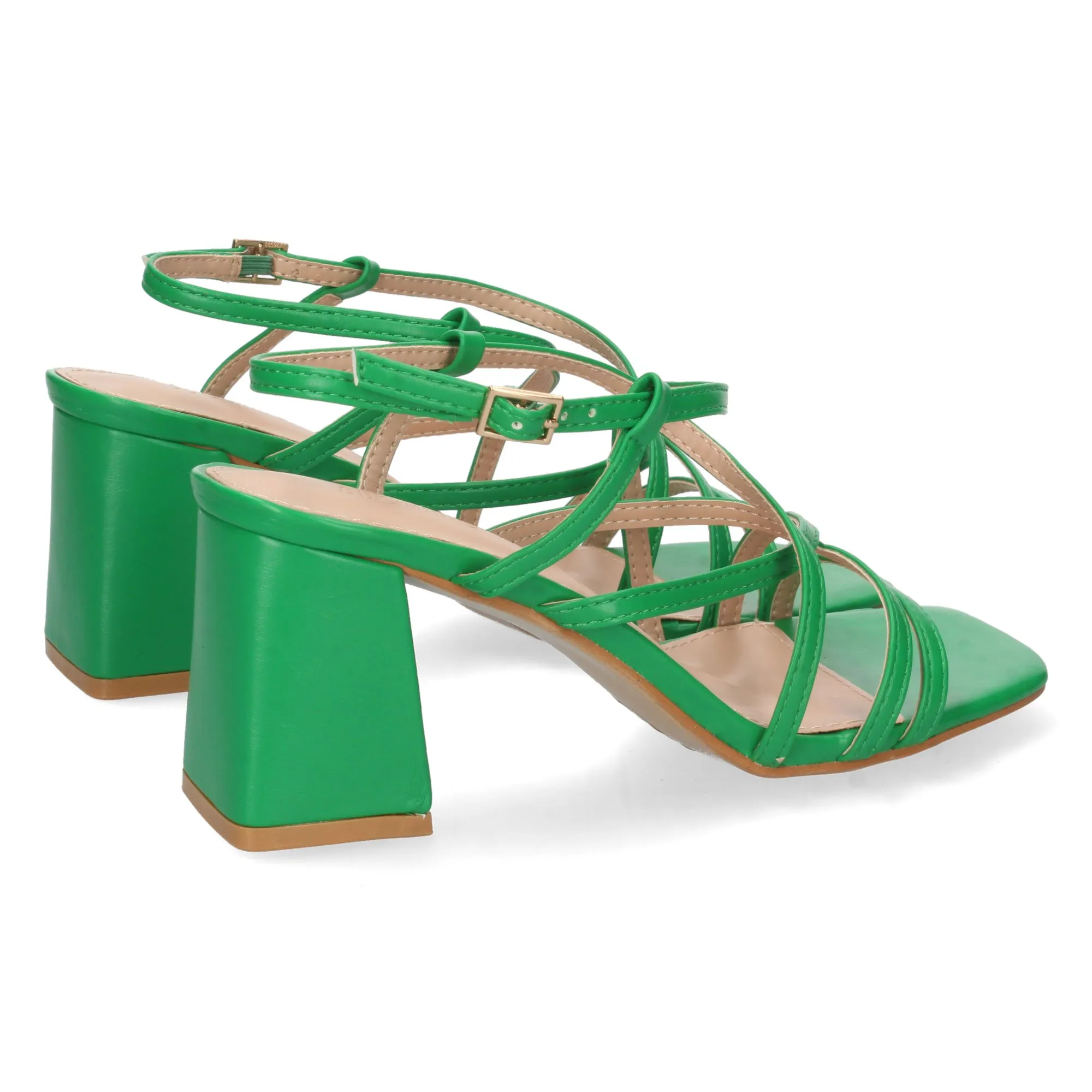 Sandalia de tacón mujer color verde