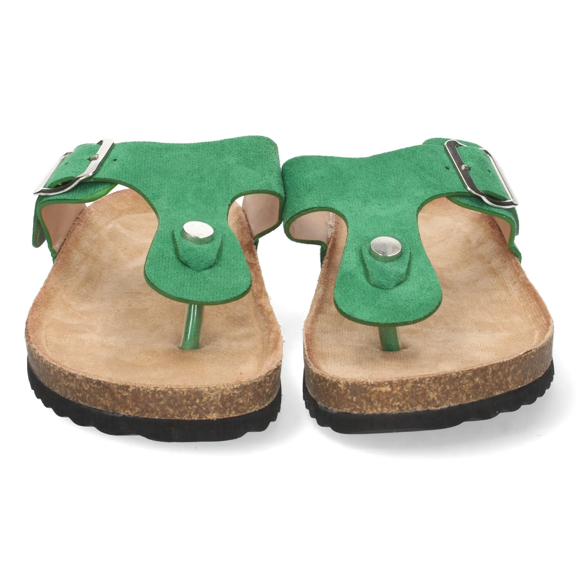 Sandalia esclava plana mujer color verde