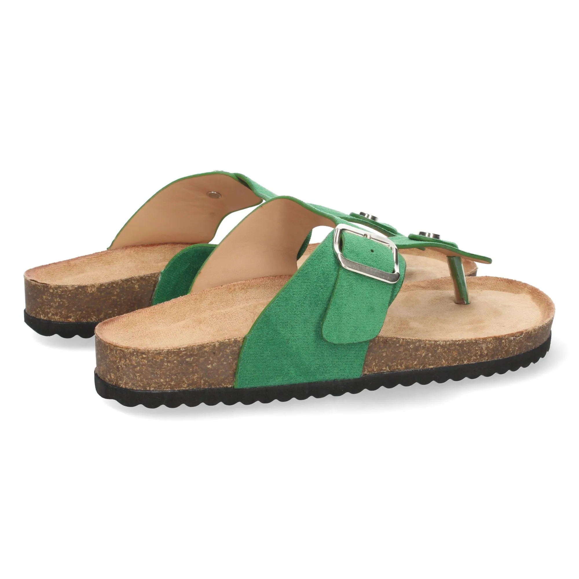 Sandalia esclava plana mujer color verde