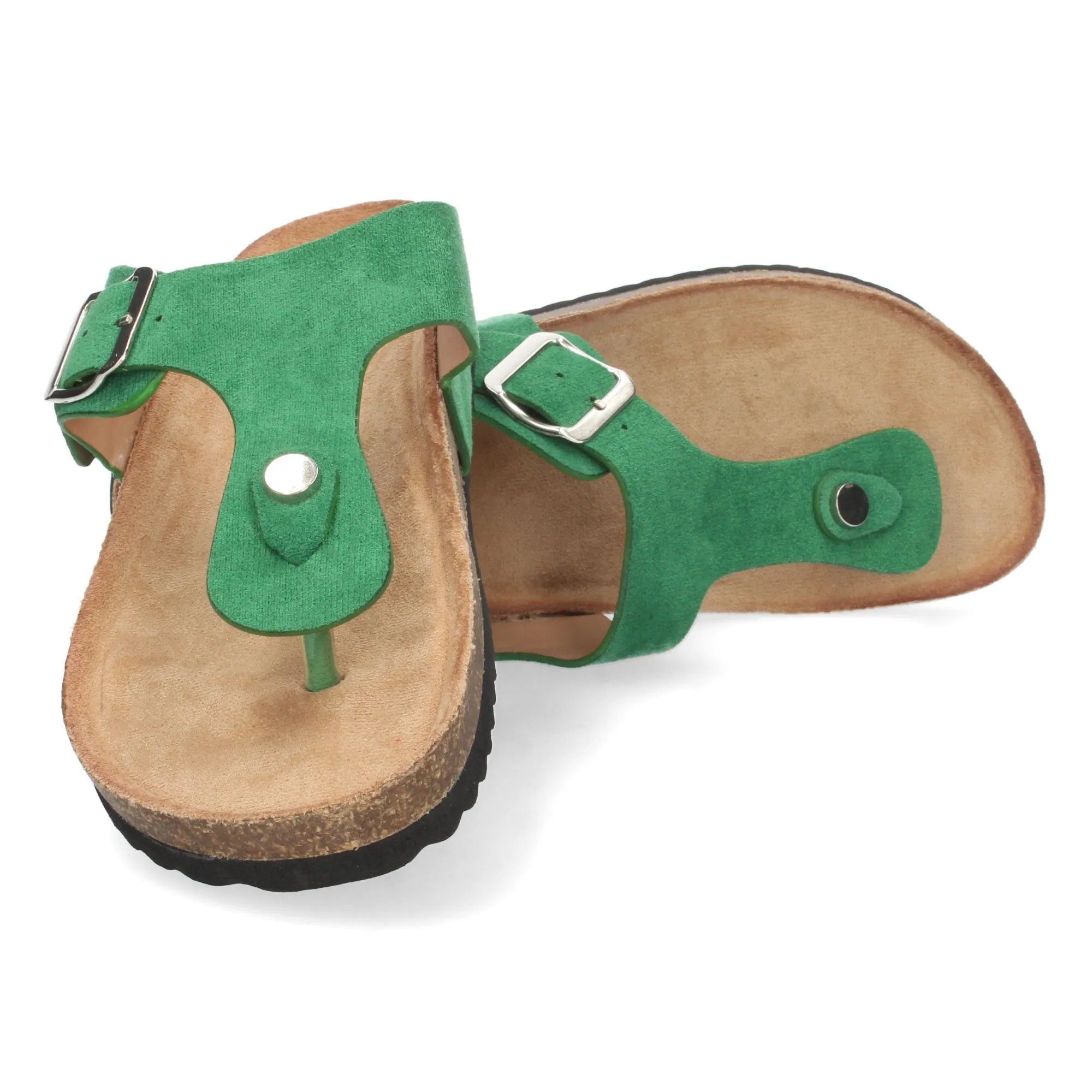 Sandalia esclava plana mujer color verde