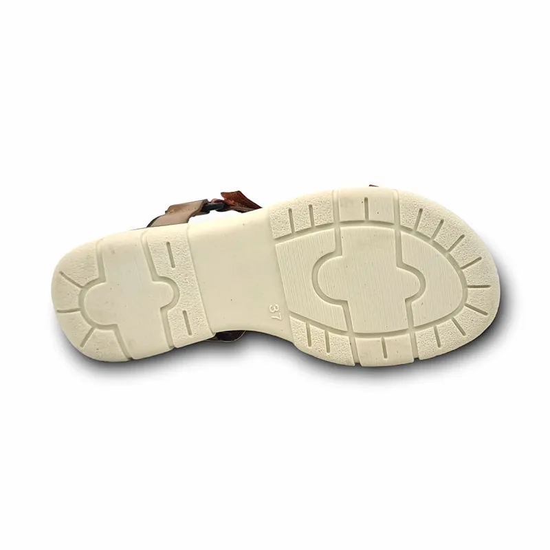 Sandalias Cuña Mujer Piel Velcro Plantilla Acolchada 54322 Verde, de Blusandal
