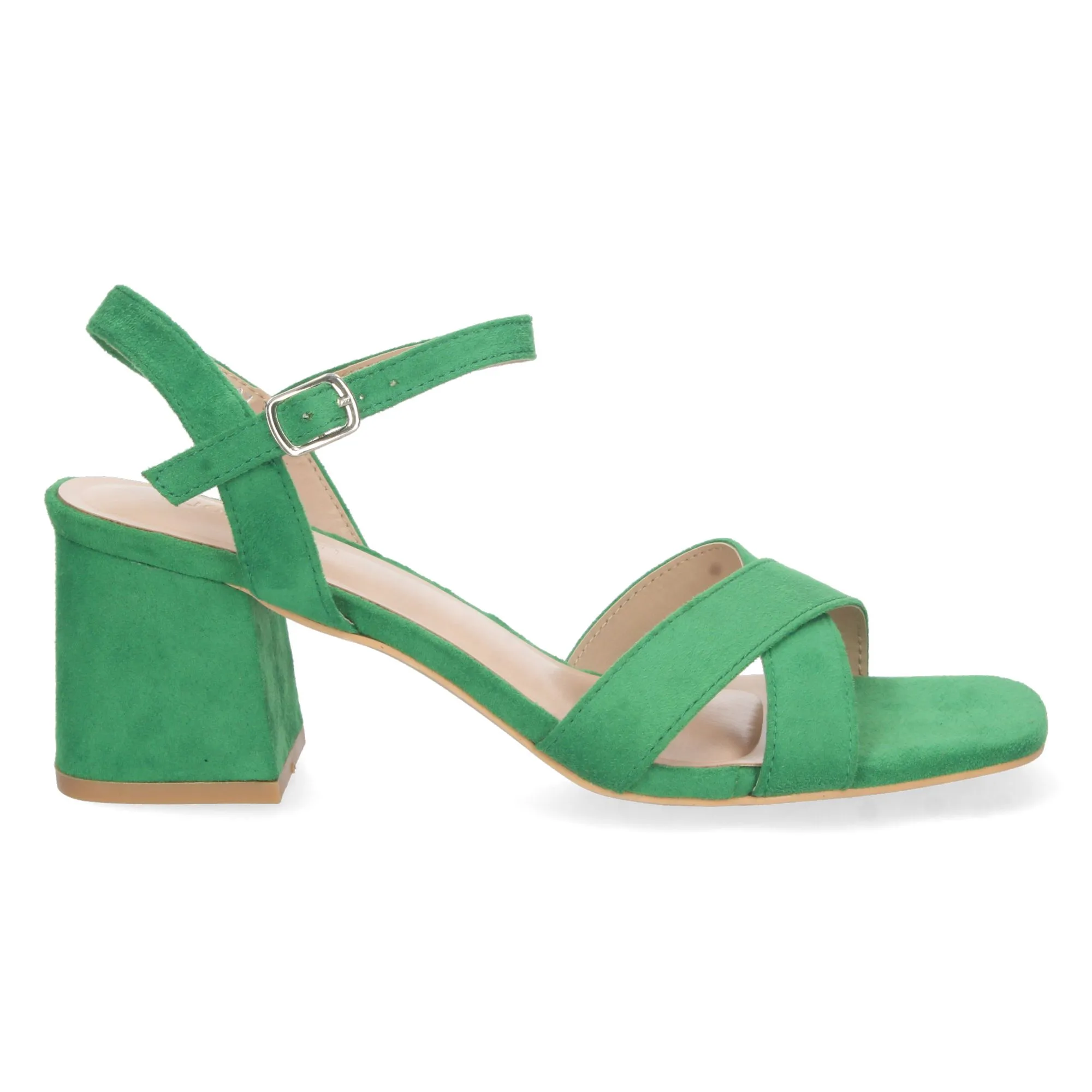 Sandalias de tacon bajo para fiesta mujer color verde