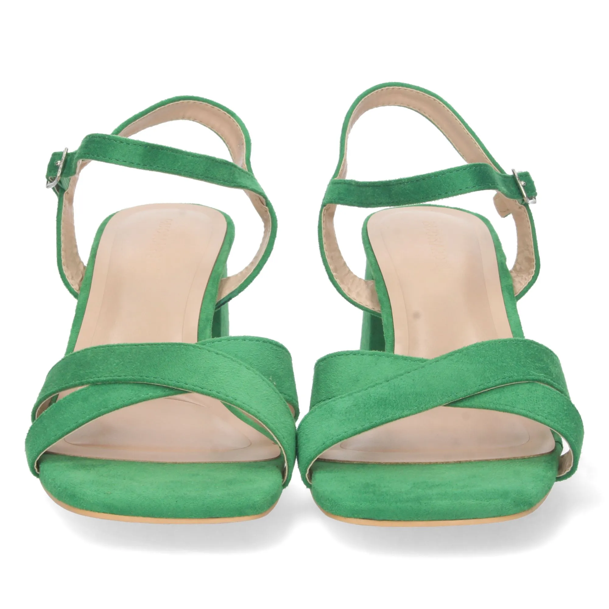 Sandalias de tacon bajo para fiesta mujer color verde