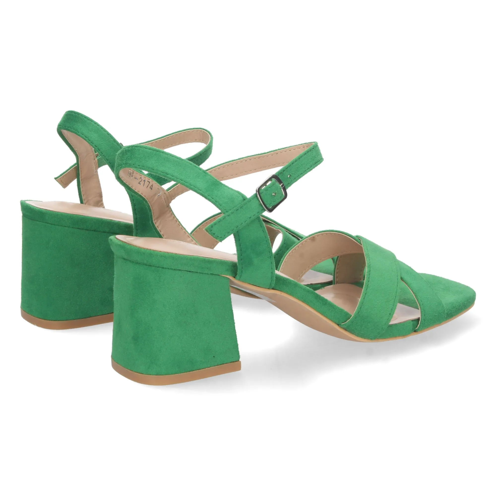 Sandalias de tacon bajo para fiesta mujer color verde
