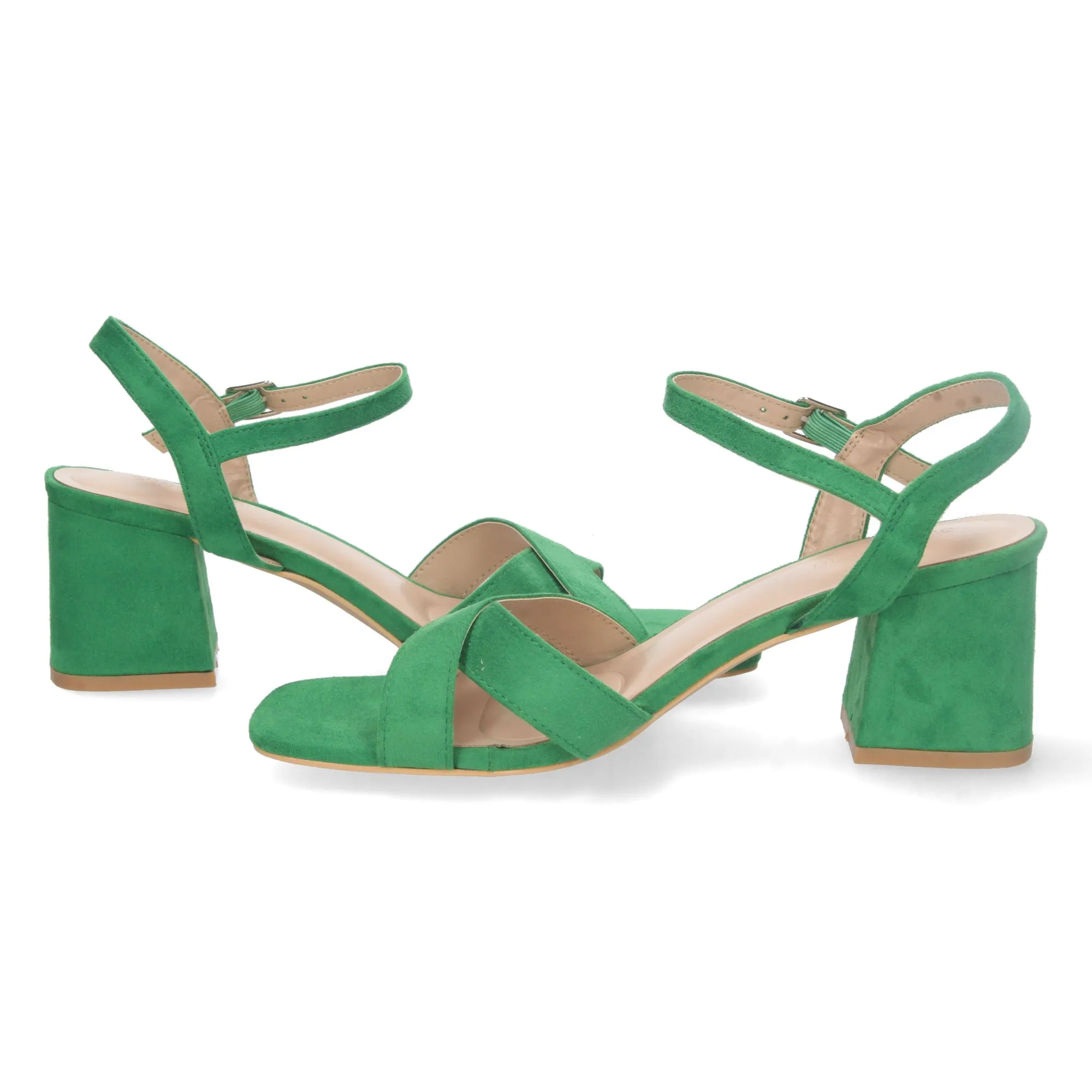 Sandalias de tacon bajo para fiesta mujer color verde