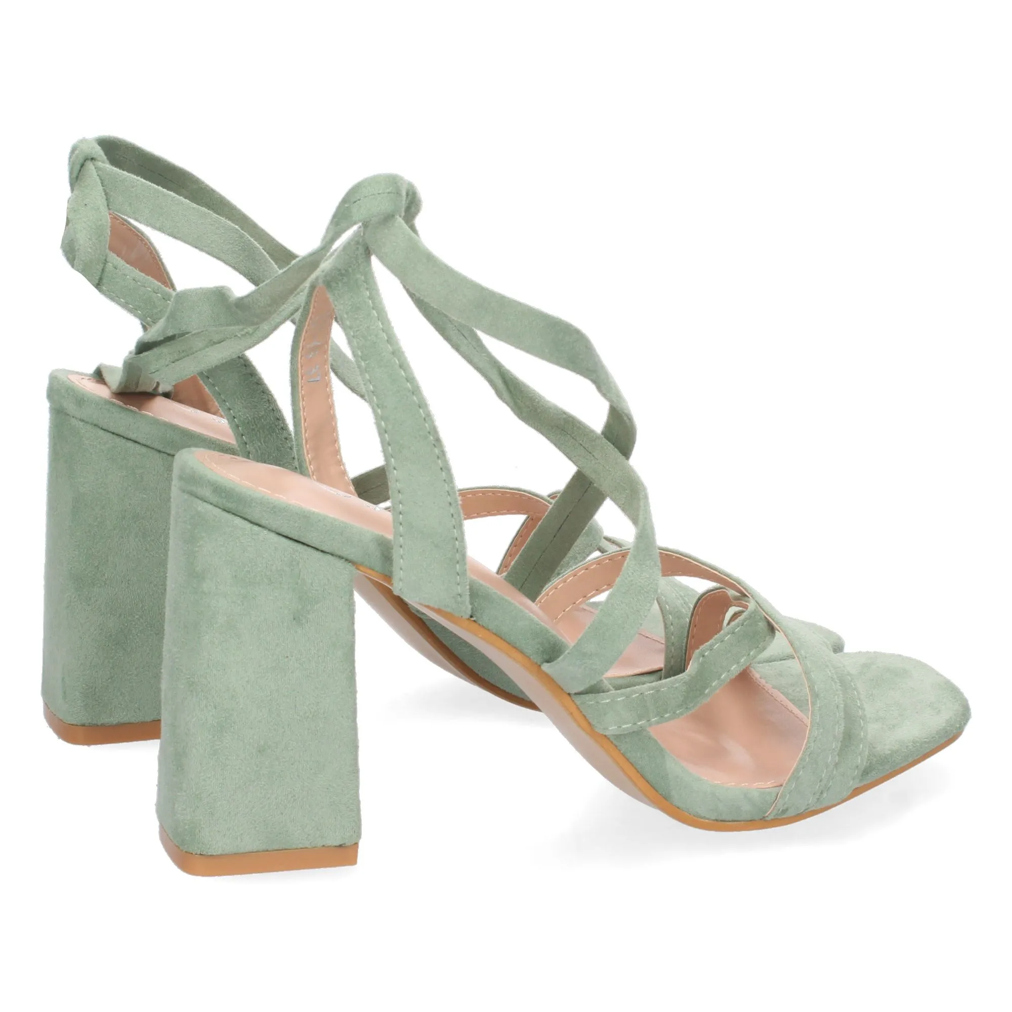 Sandalias fiesta tiras cruzadas mujer color verde