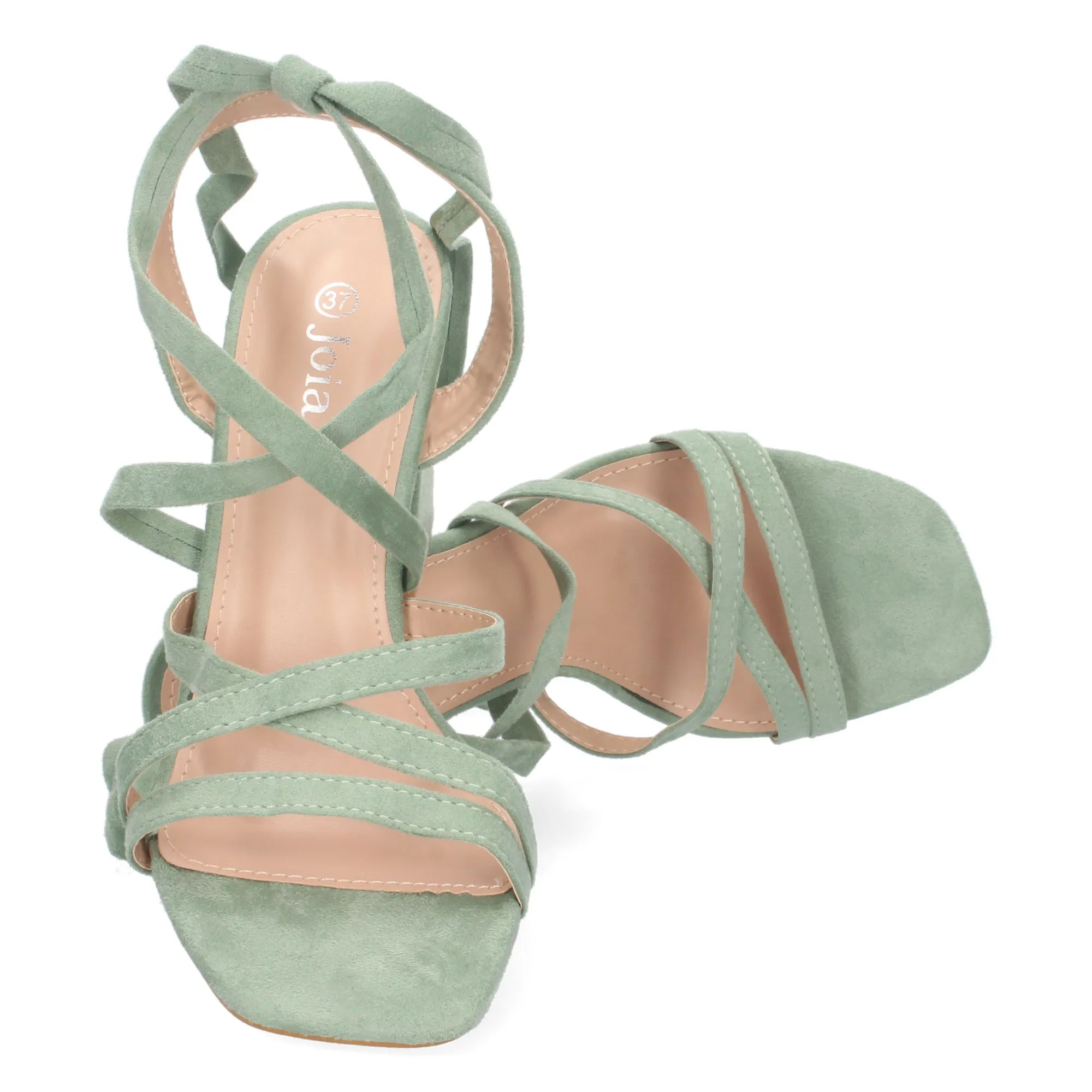 Sandalias fiesta tiras cruzadas mujer color verde