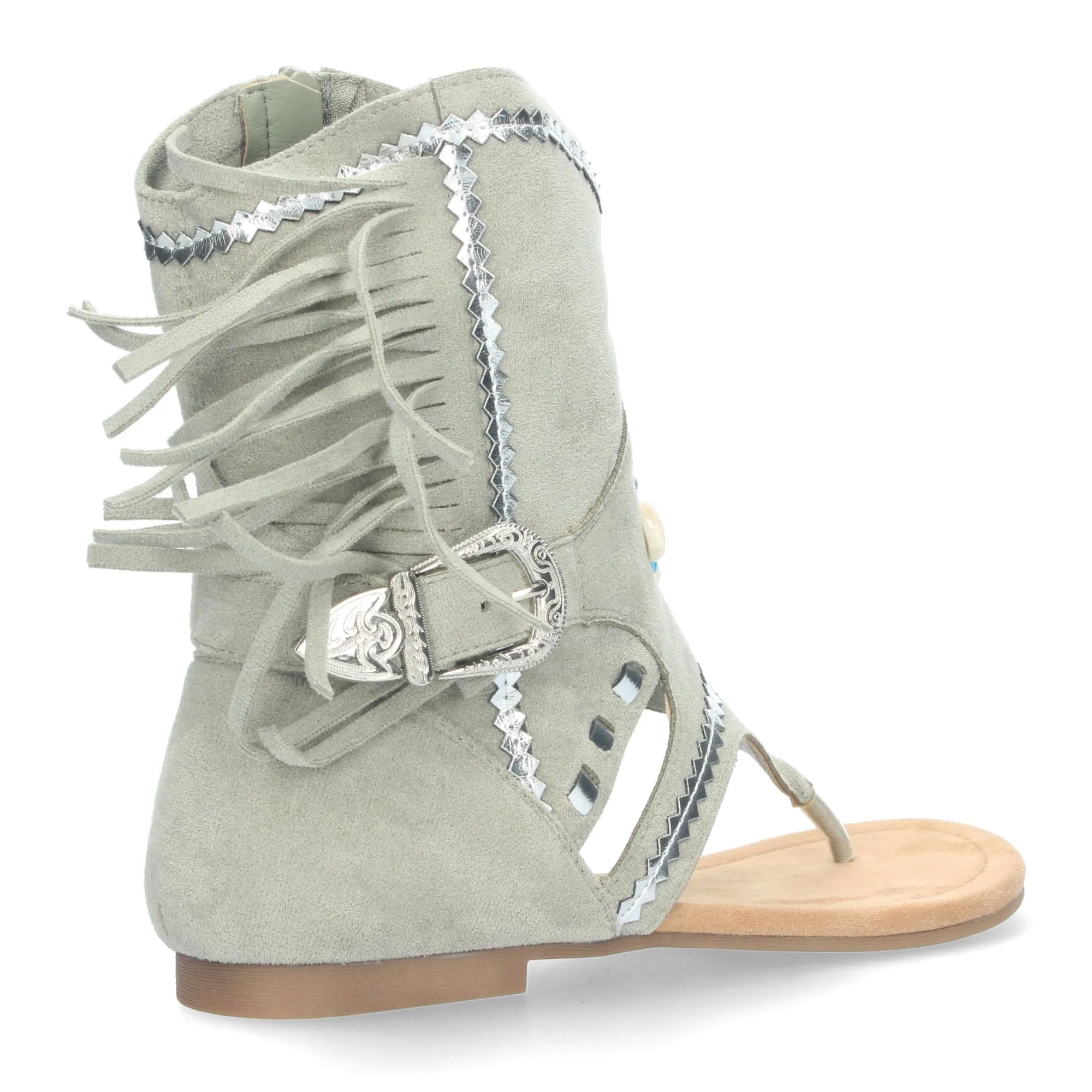 SANDALIAS PLANAS TIPO ESCLAVA CON FLECOS PARA MUJER VERDE JH168