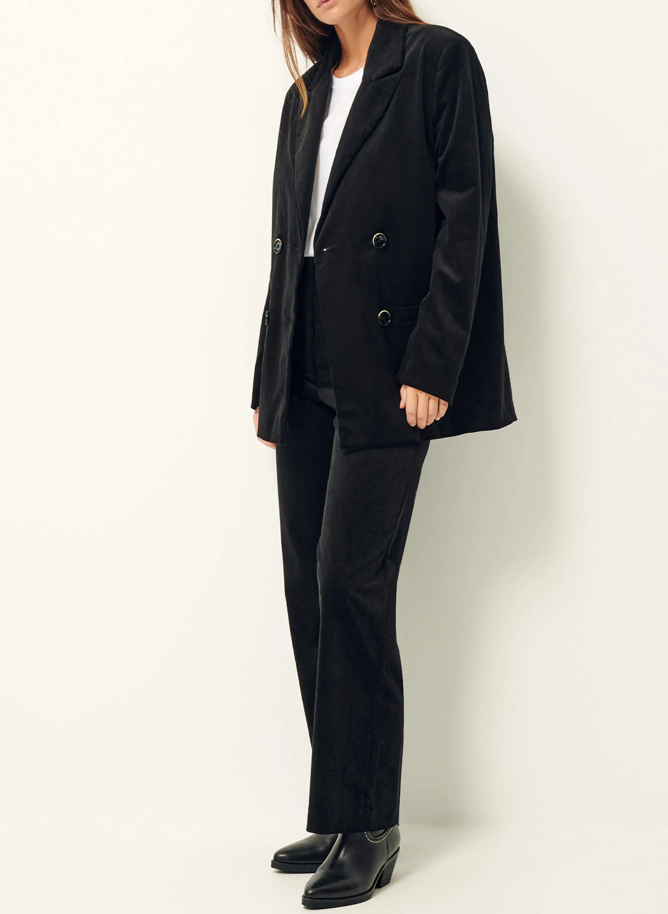 SESSUN CHARLIE  PANTALóN BOOTCUT DE TERCIOPELO EN NEGRO