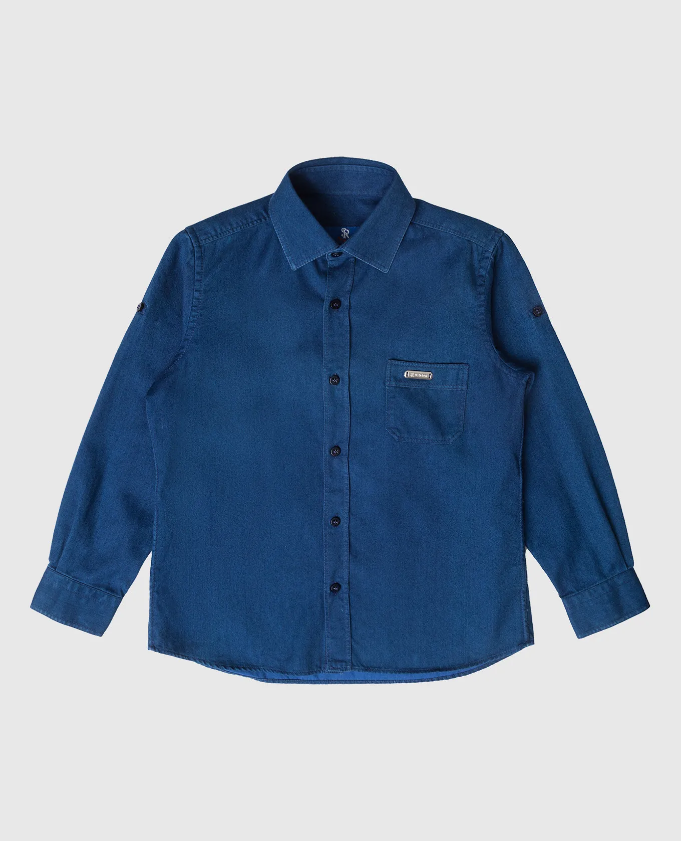Stefano Ricci Children's blue shirt with metal logo