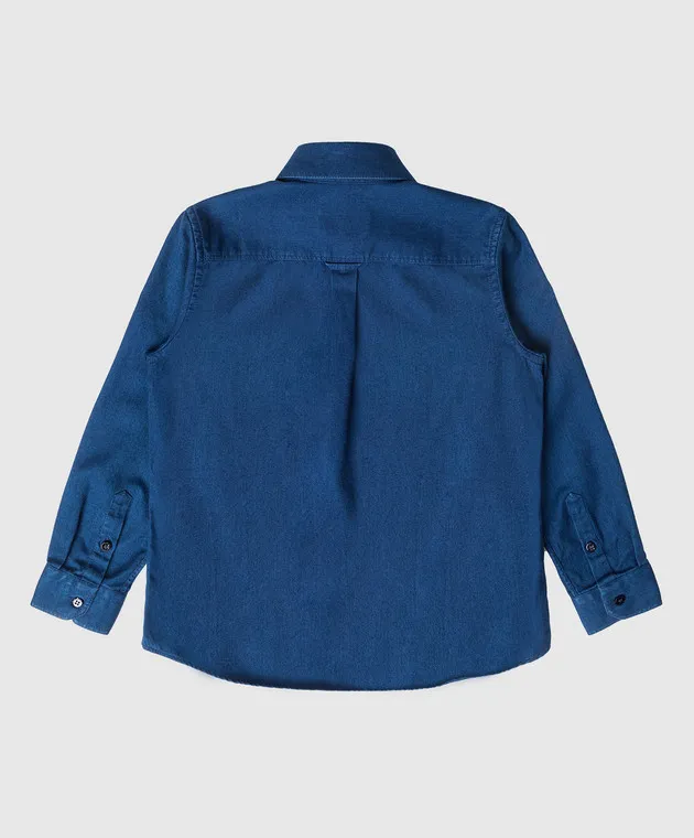 Stefano Ricci Children's blue shirt with metal logo
