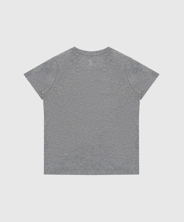STEFANO RICCI CHILDREN'S GRAY TSHIRT WITH LOGO AND EMBROIDERY