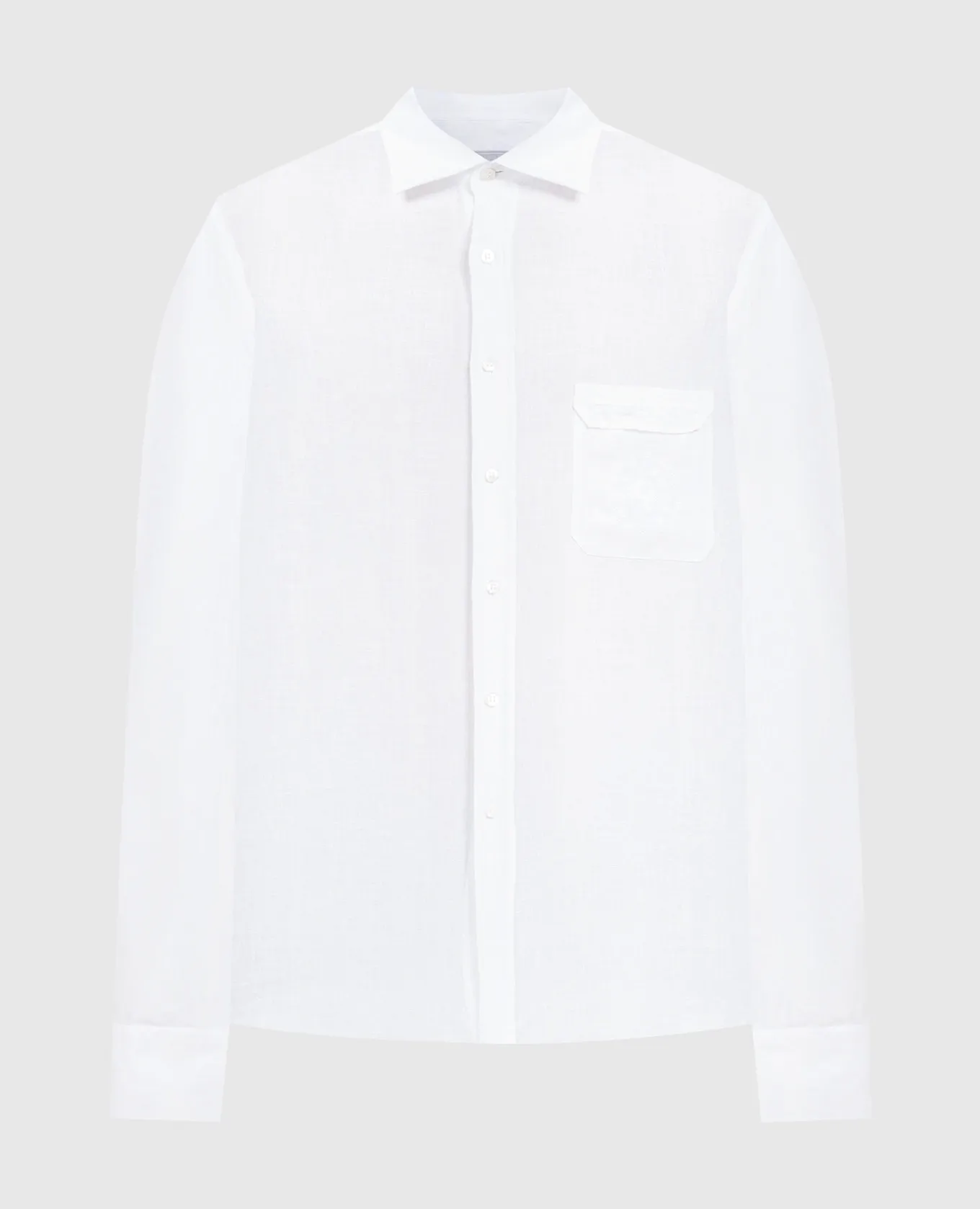 Stefano Ricci White linen shirt with logo embroidery