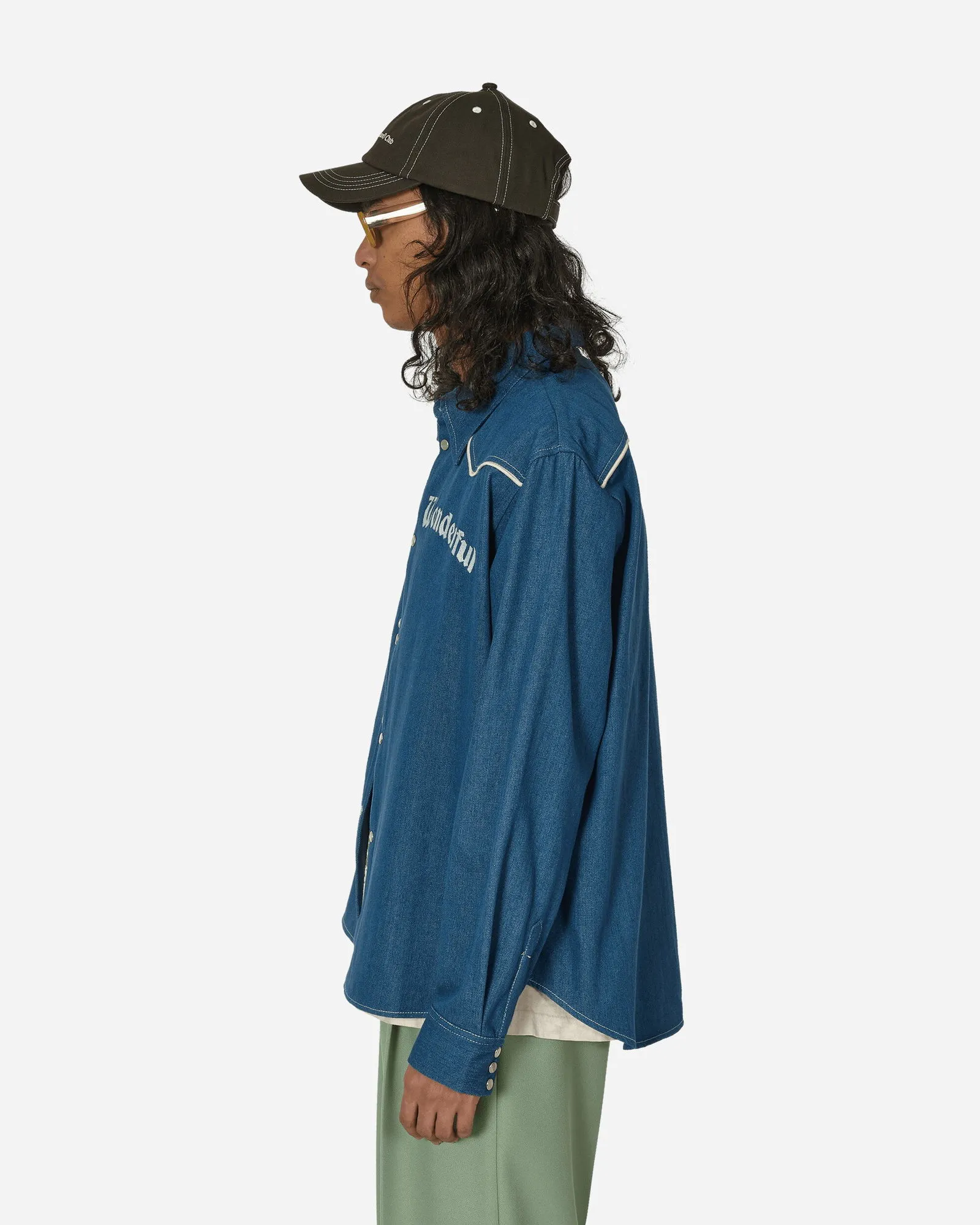 Stockholm (Surfboard) Club Embroidered Western Shirt Blue
