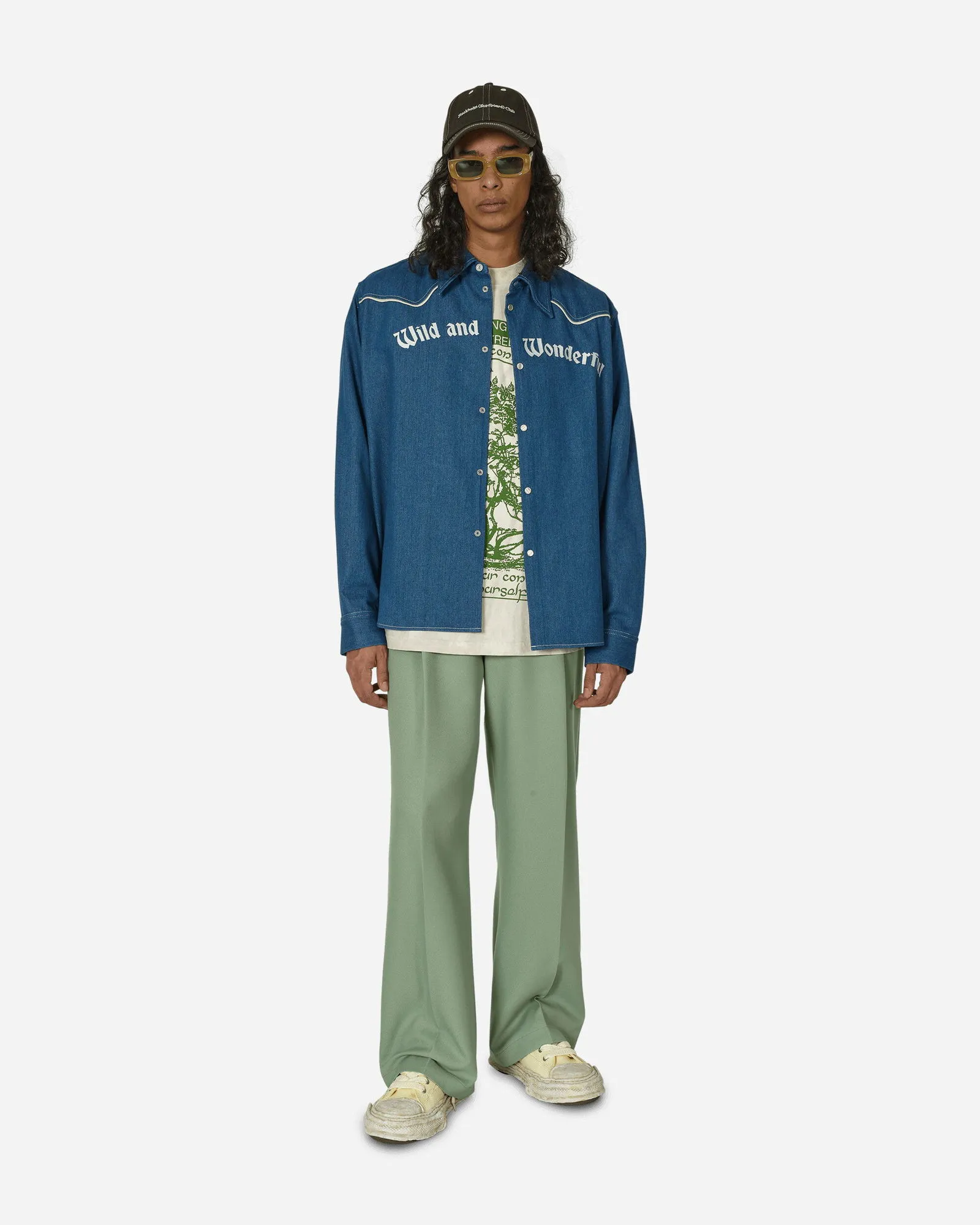 Stockholm (Surfboard) Club Embroidered Western Shirt Blue