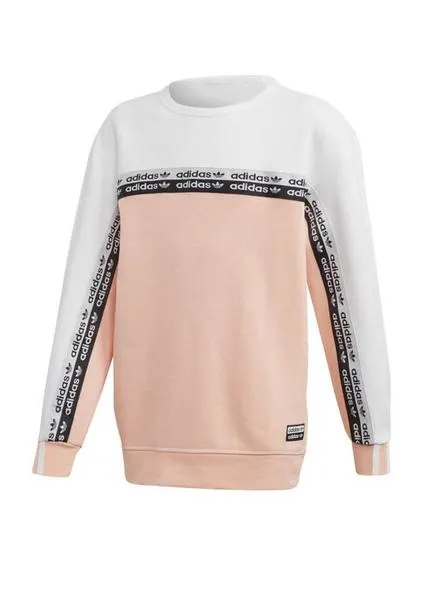 sudadera adidas crew rosa blanco para niña