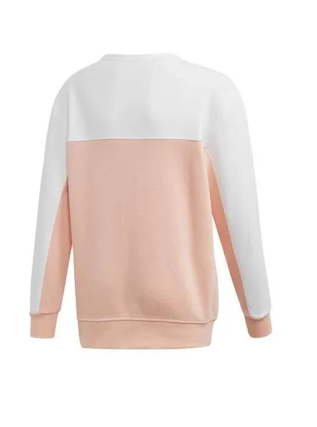 sudadera adidas crew rosa blanco para niña
