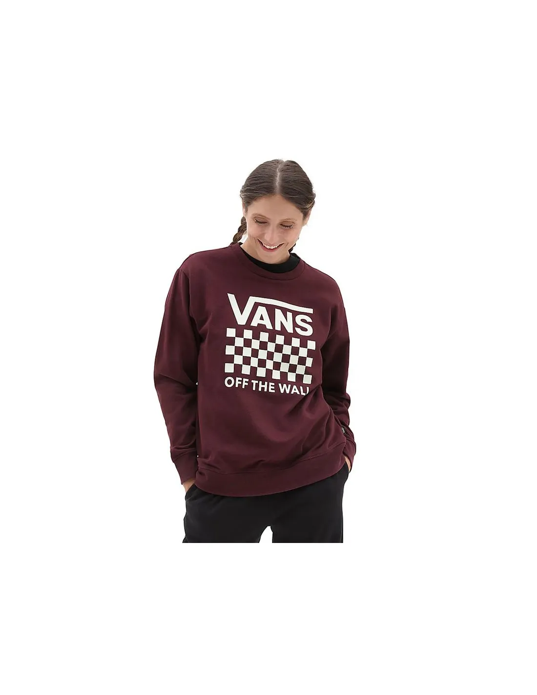 SUDADERA VANS LOCK BOX CREWB GRANATE MUJER