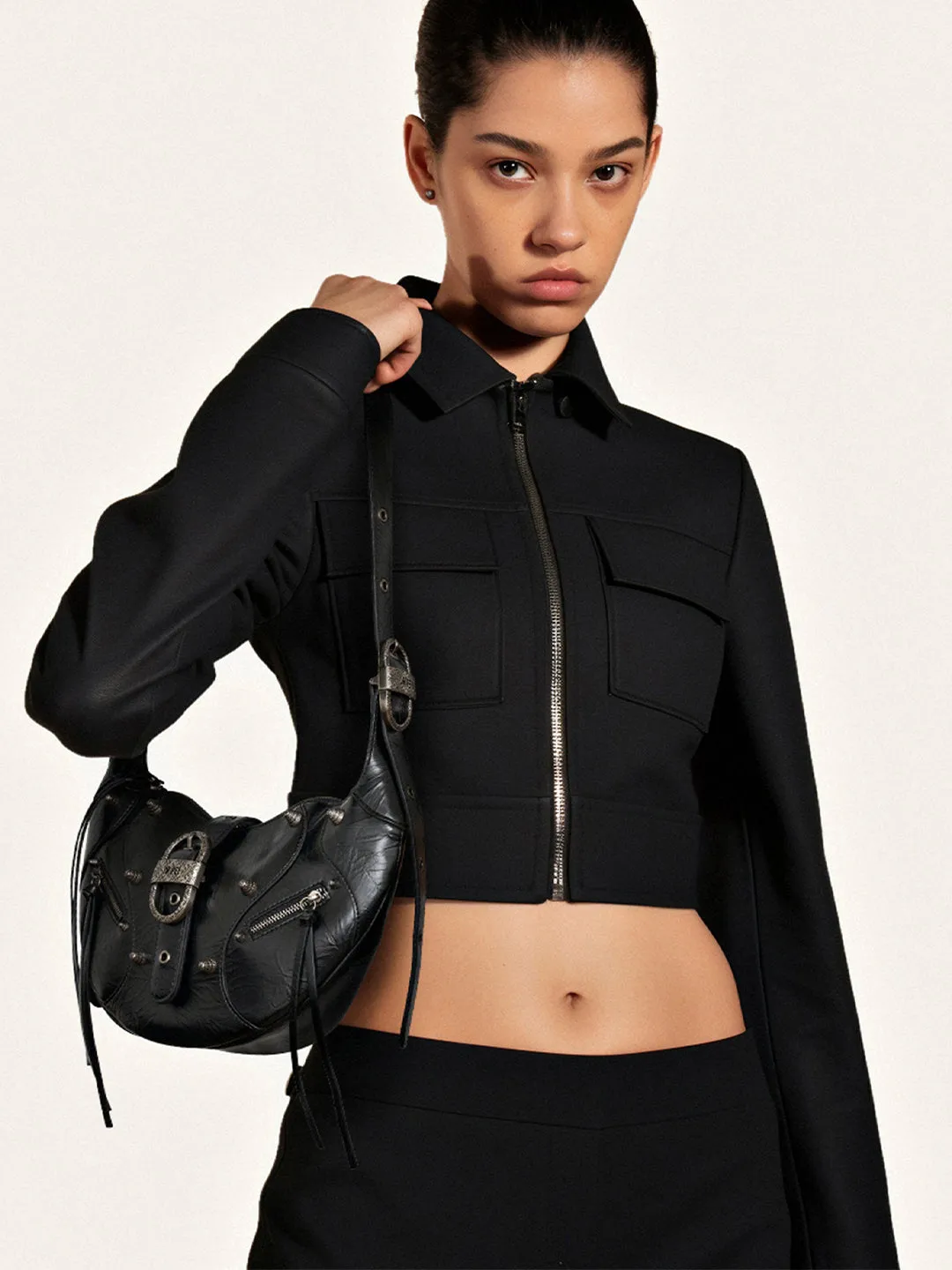 Tessa Crushed metallic black