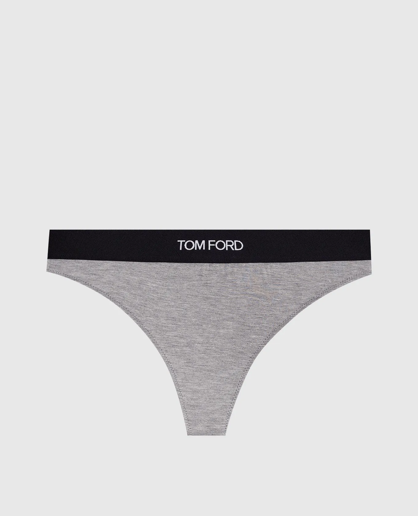 Tom Ford Gray melange thong briefs with logo pattern