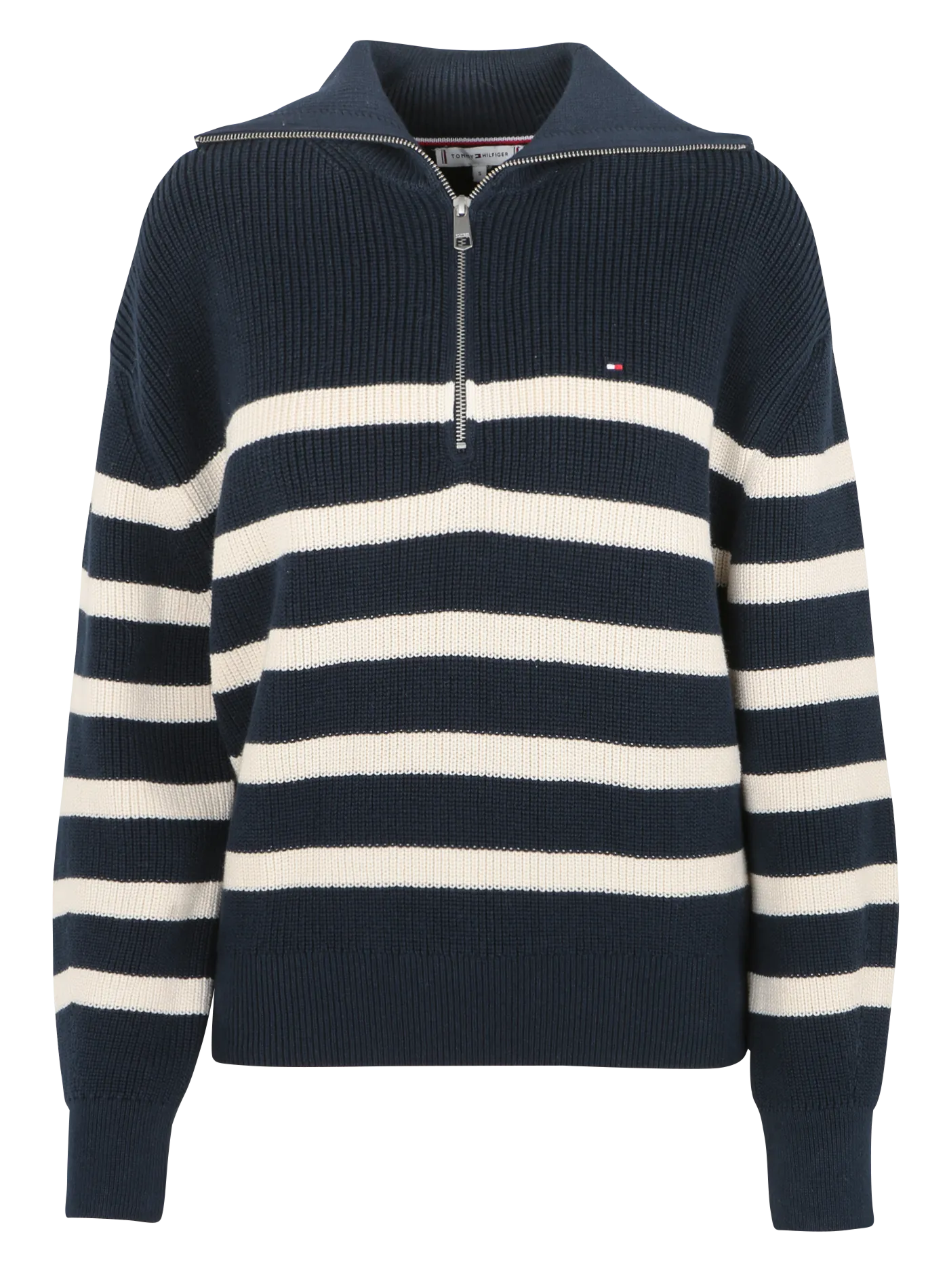 TOMMY HILFIGER Jersey con cuello alto y cremallera en algodón orgánico mezclado en azul