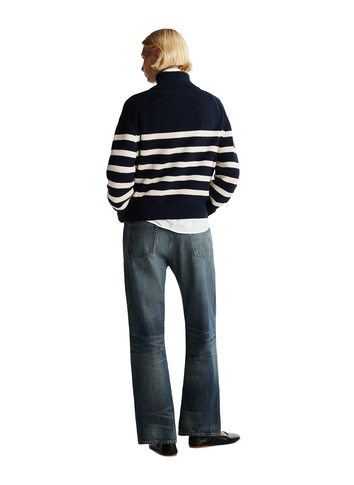 TOMMY HILFIGER Jersey con cuello alto y cremallera en algodón orgánico mezclado en azul
