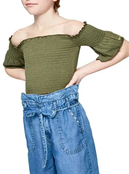 top pepe jeans jackie verde para niña