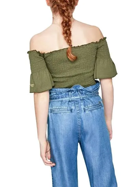 top pepe jeans jackie verde para niña