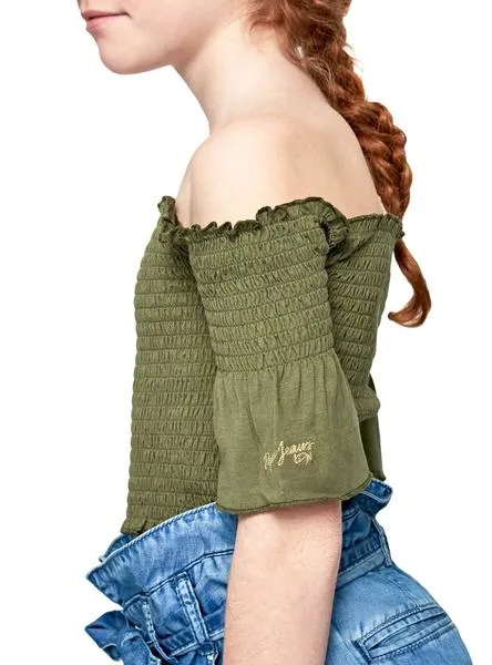 top pepe jeans jackie verde para niña
