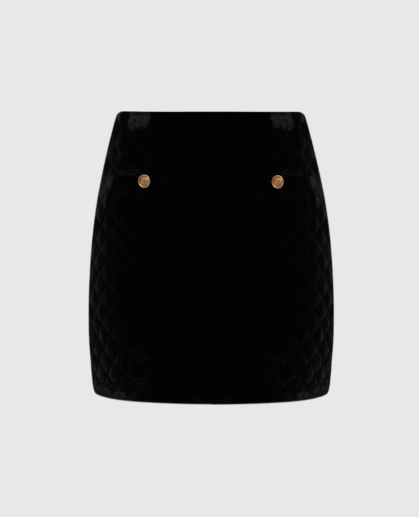Twinset Black quilted mini skirt with Oval T logo