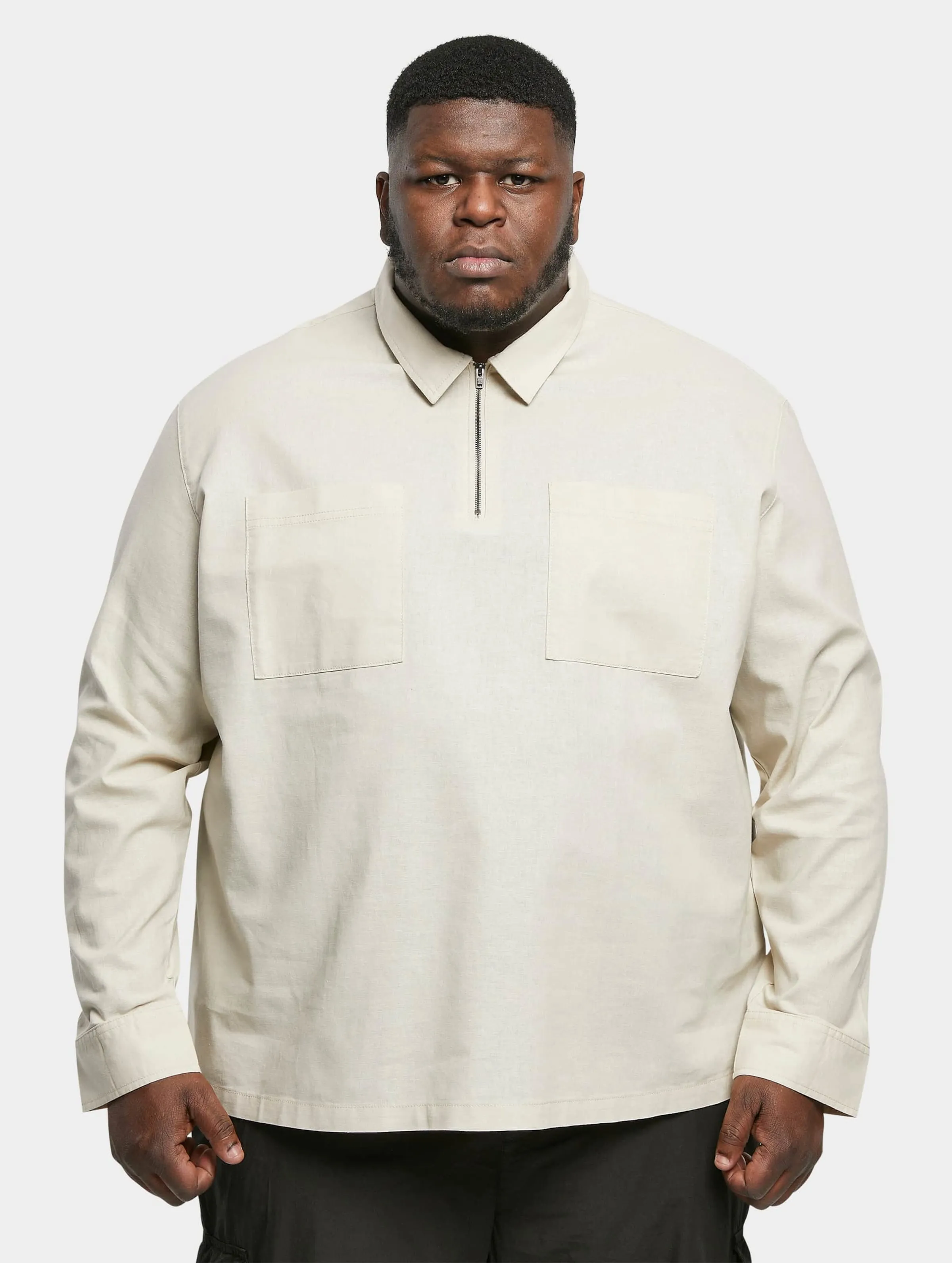 Urban Classics Cotton Linen Half Zip